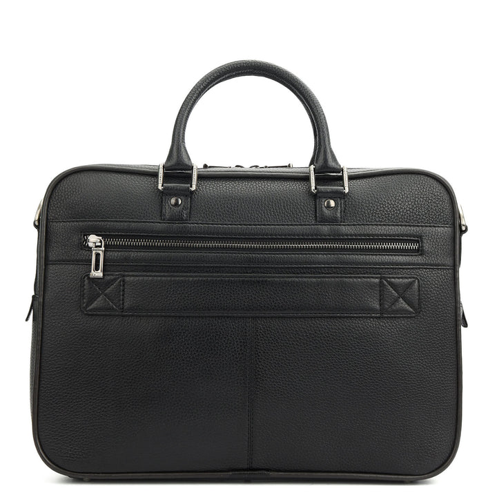 Wax Leather Laptop Bag - Black