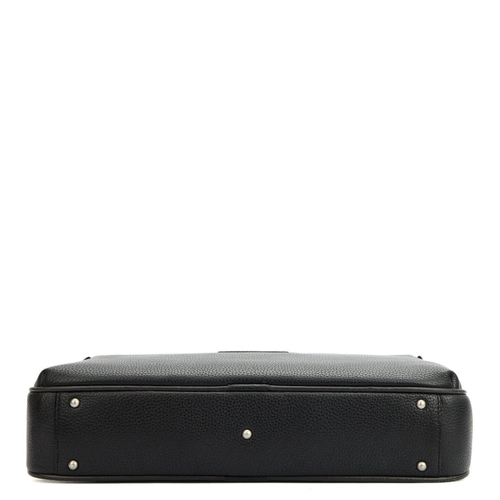 Wax Leather Laptop Bag - Black