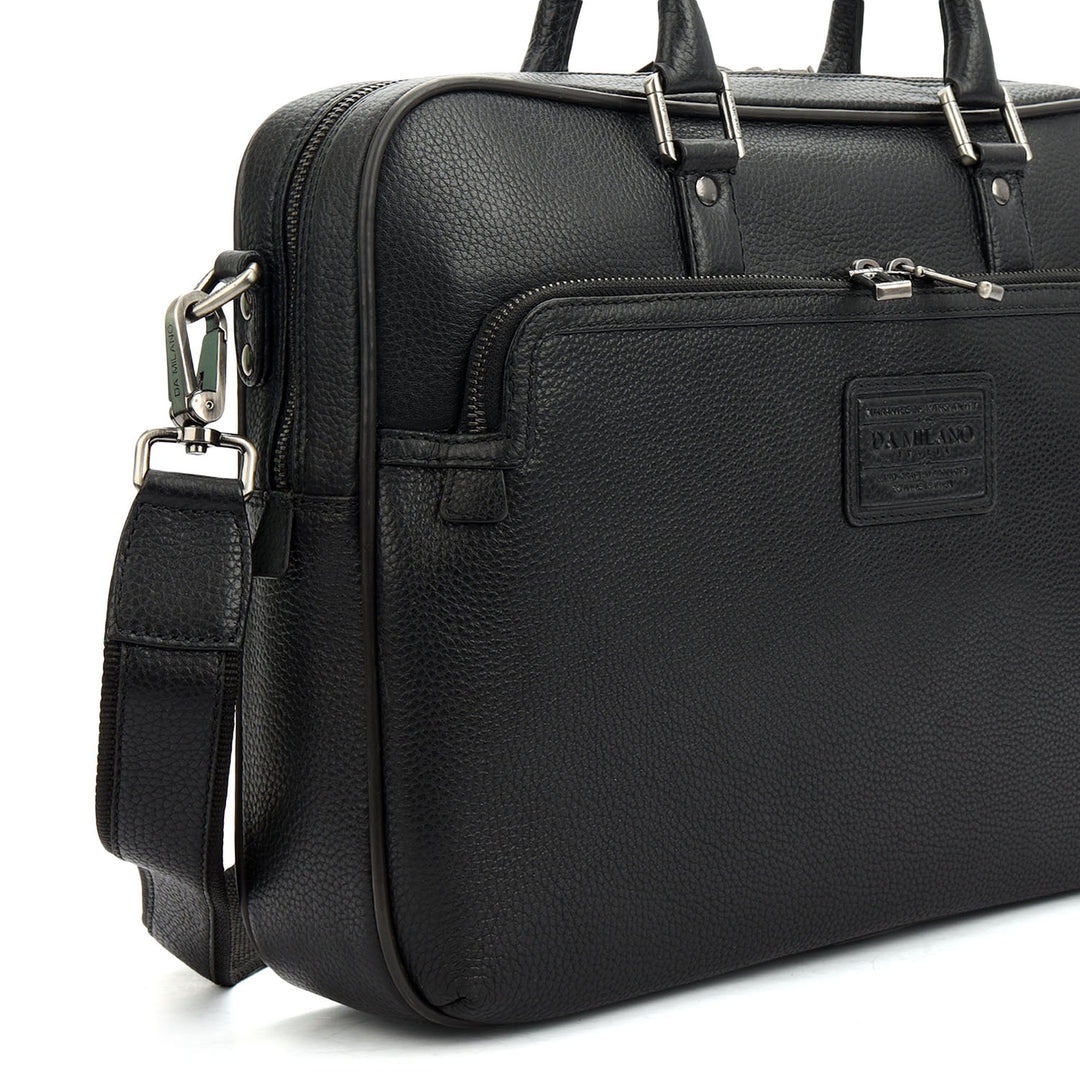 Wax Leather Laptop Bag - Black