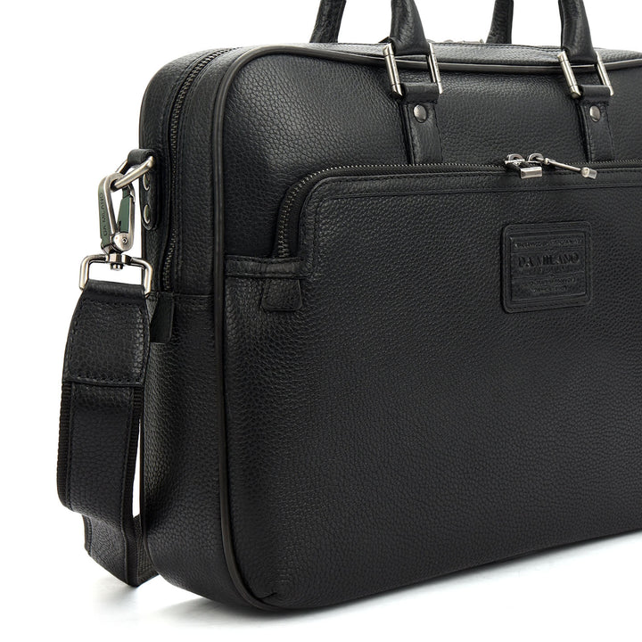 Wax Leather Laptop Bag - Black