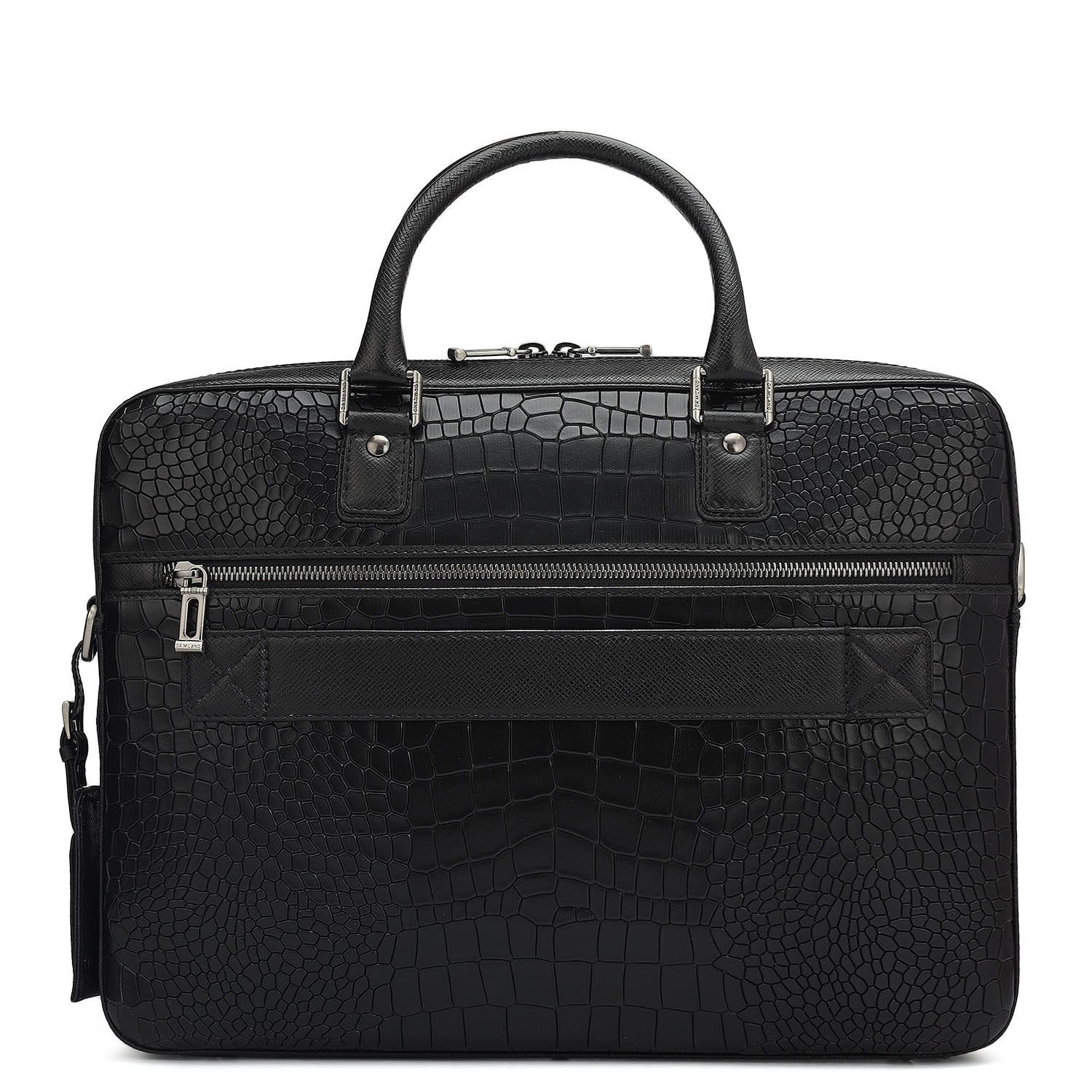 Croco Leather Laptop Bag - Black – Da Milano