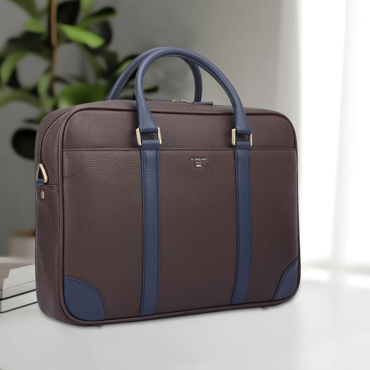 Wax Leather Laptop Bag - Chocolate