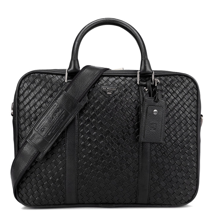 Mat Wax Leather Laptop Bag - Black