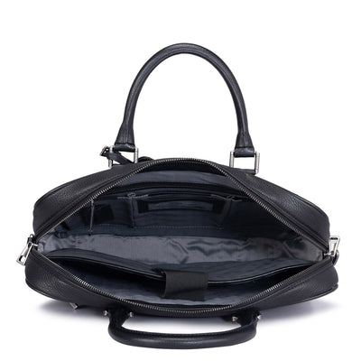 Black Mat Wax Leather Computer Bag - Upto 14"