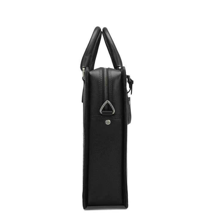 Croco Franzy Leather Laptop Bag - Black