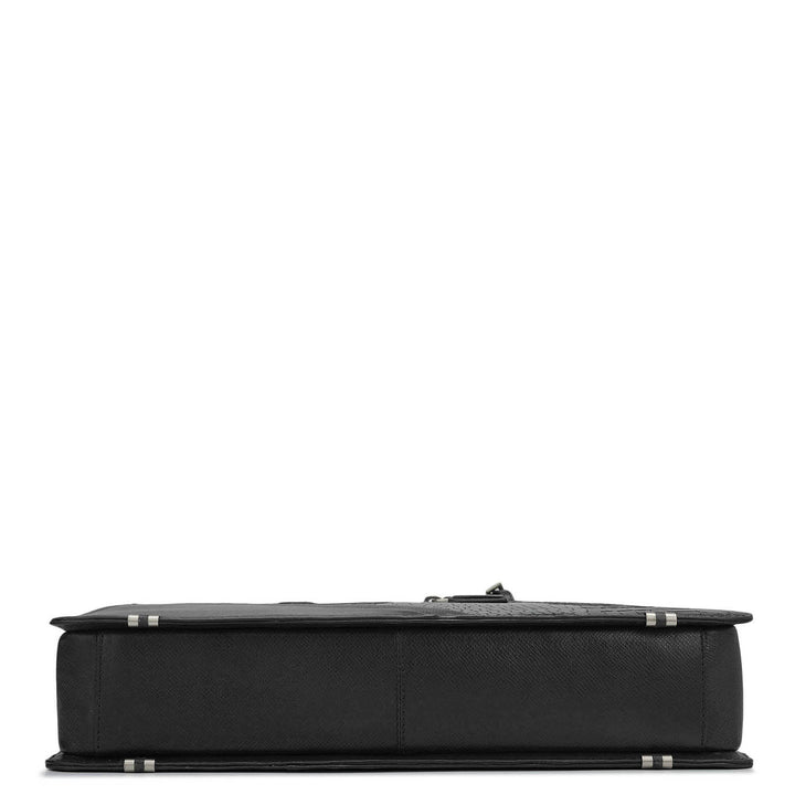 Croco Franzy Leather Laptop Bag - Black
