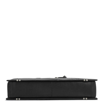 Croco Franzy Leather Laptop Bag - Black