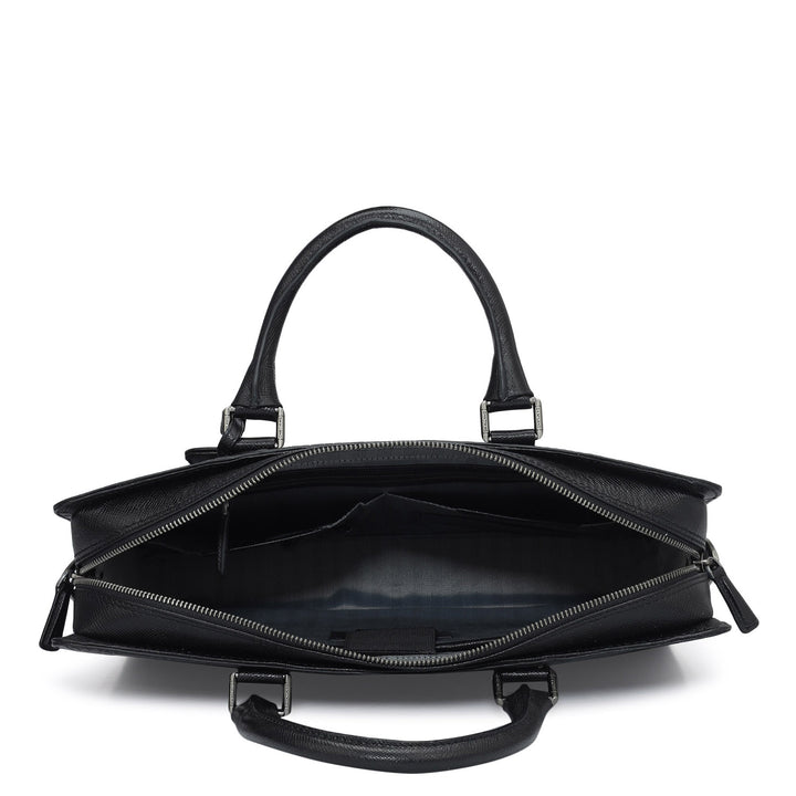 Croco Franzy Leather Laptop Bag - Black