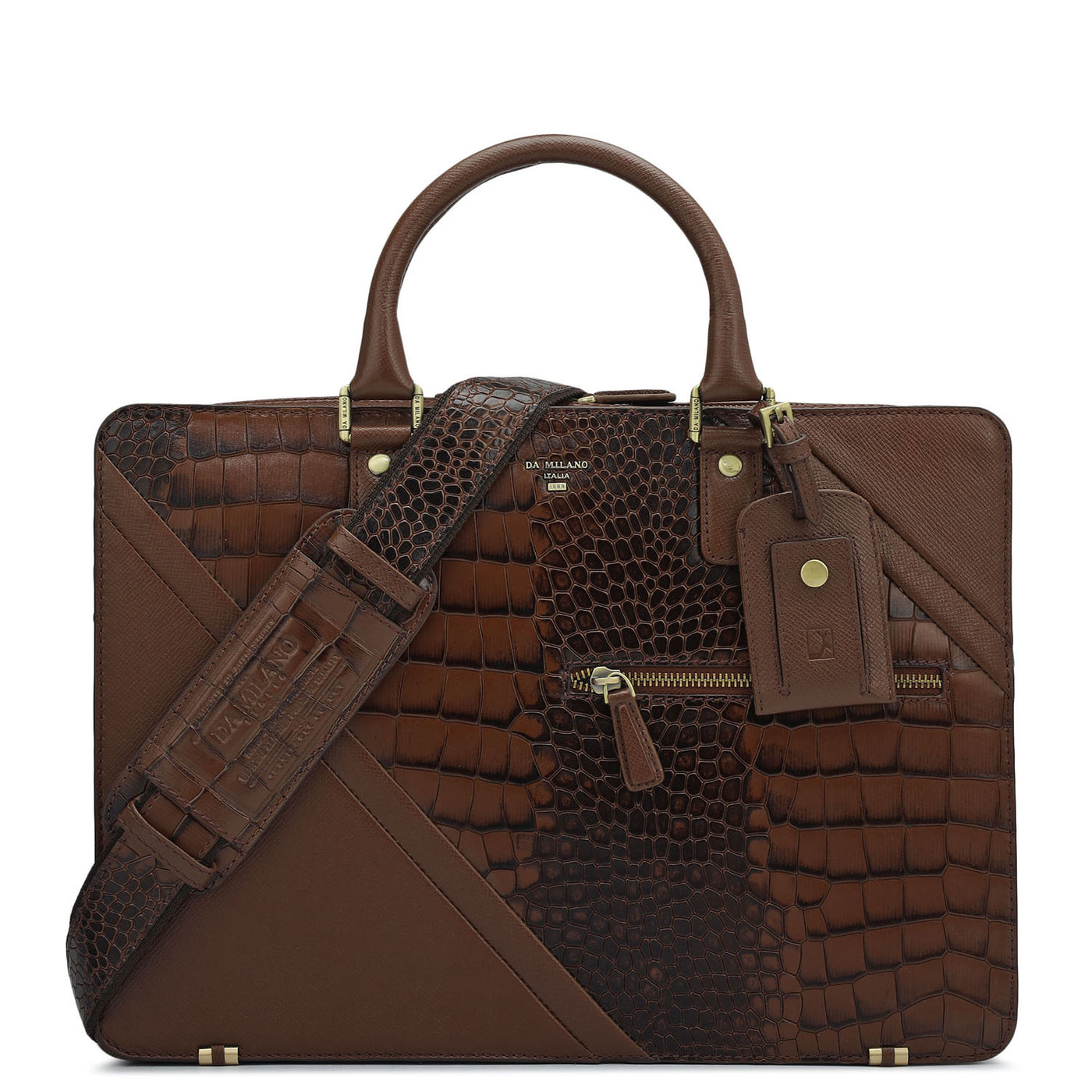 Croco Franzy Leather Laptop Bag - Date