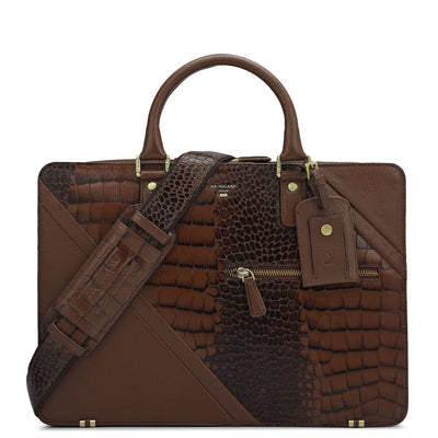 Croco Franzy Leather Laptop Bag - Date