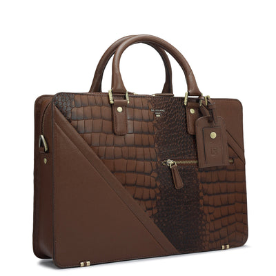 Croco Franzy Leather Laptop Bag - Date