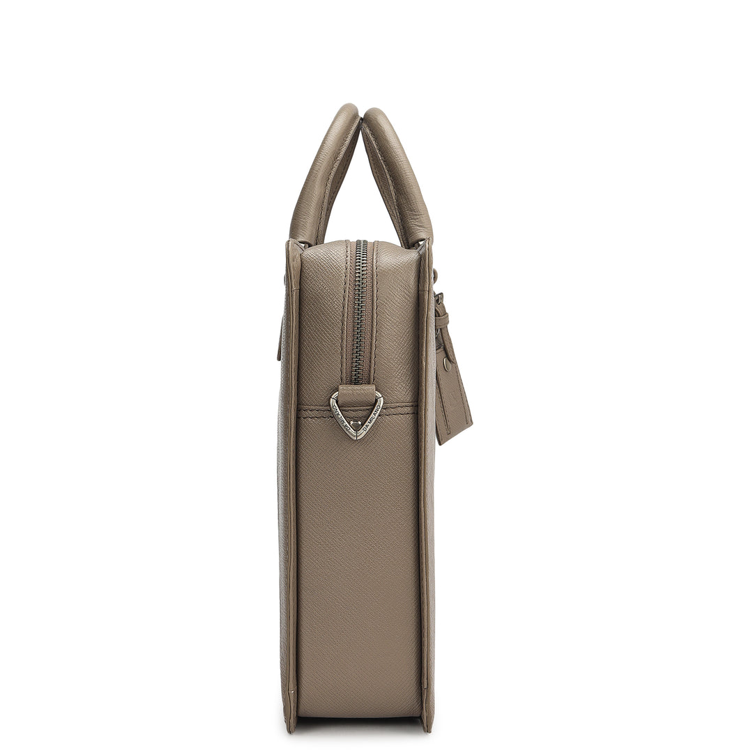 Croco Franzy Leather Laptop Bag - Smoke Grey