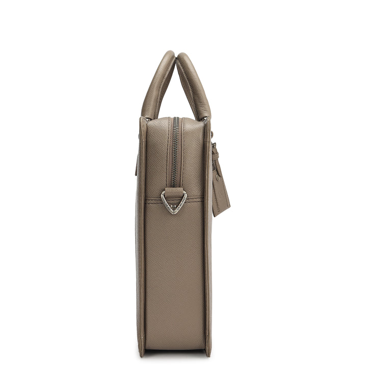 Croco Franzy Leather Laptop Bag - Smoke Grey