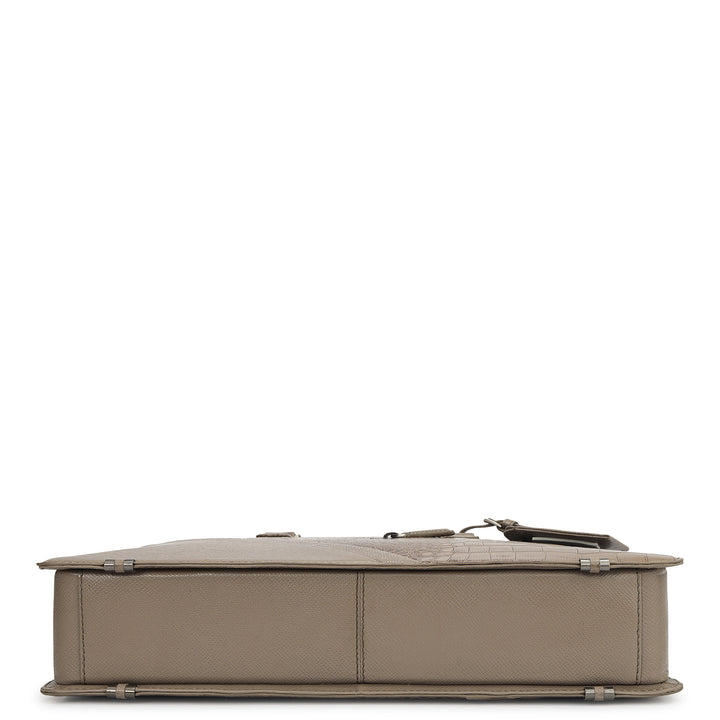 Croco Franzy Leather Laptop Bag - Smoke Grey