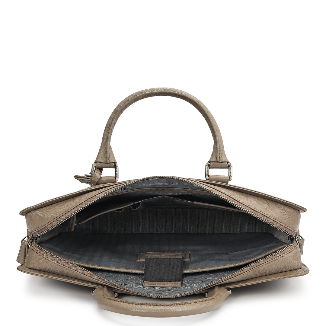 Croco Franzy Leather Laptop Bag - Smoke Grey