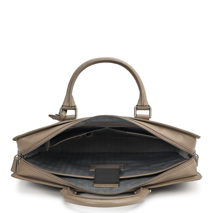 Croco Franzy Leather Laptop Bag - Smoke Grey