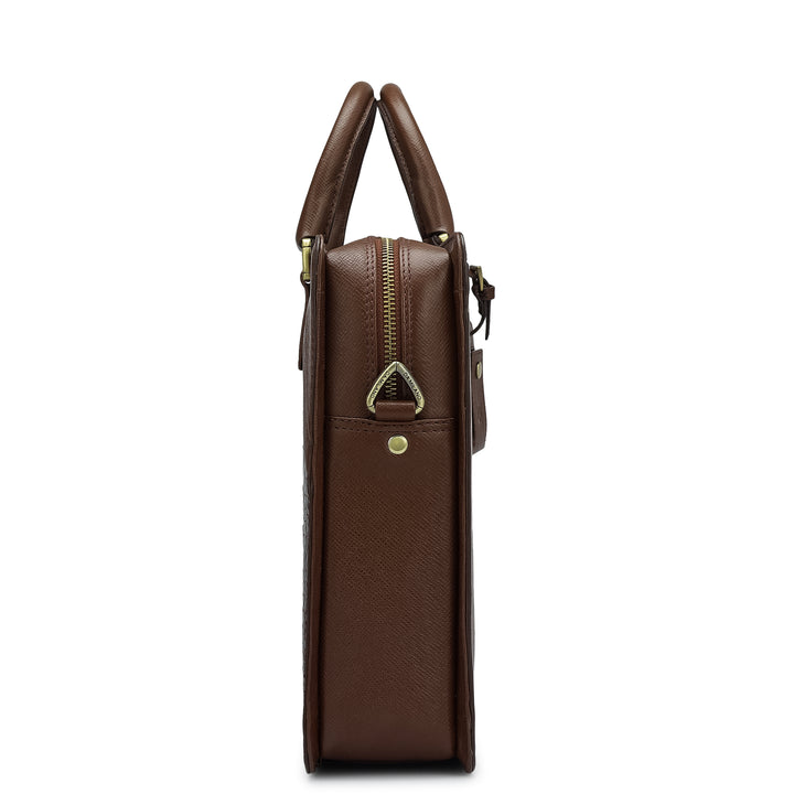 Croco Franzy Leather Laptop Bag - Walnut