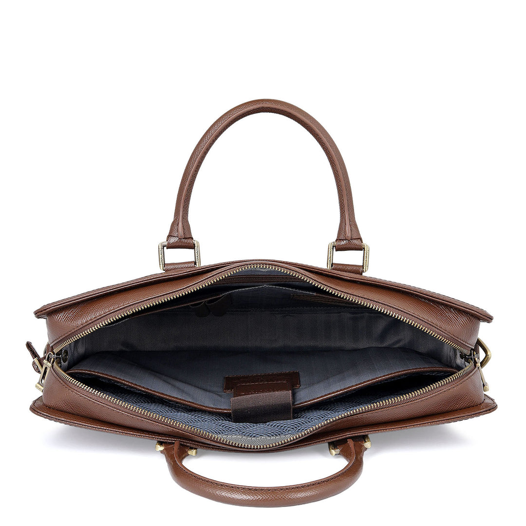 Croco-Texture Laptop Bag (S) - Walnut