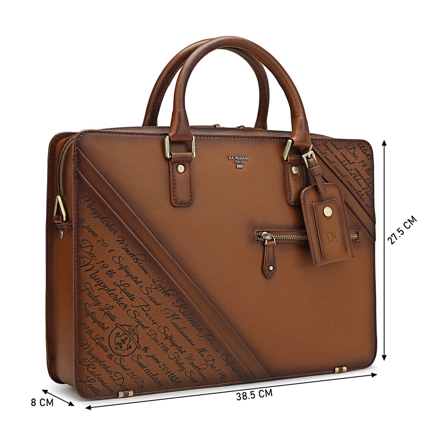 Cognac Signato Leather Computer Bag - Upto 15"