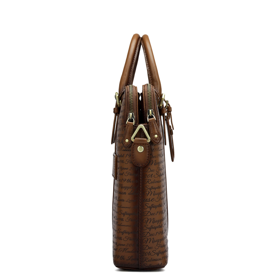 Signato Leather Laptop Bag - Cognac