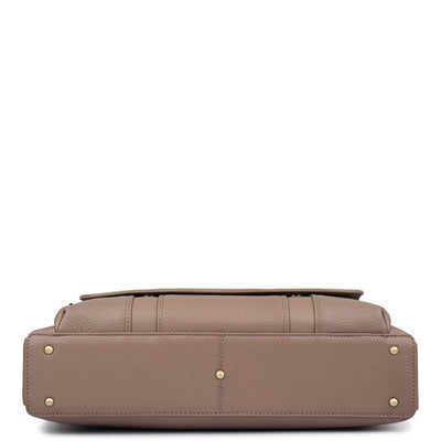 Wax Leather Laptop Bag - Greyish Taupe