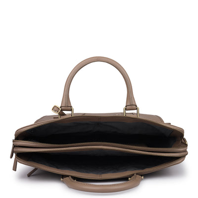 Wax Leather Laptop Bag - Greyish Taupe