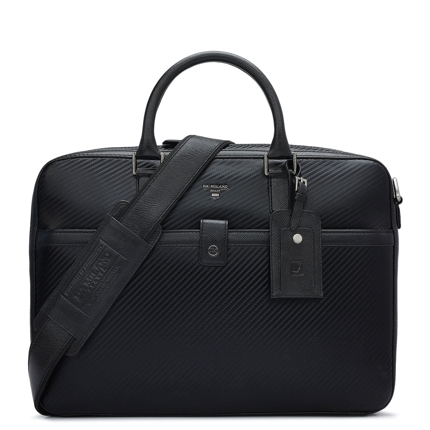 Italian Texture Print Laptop Bag - Black