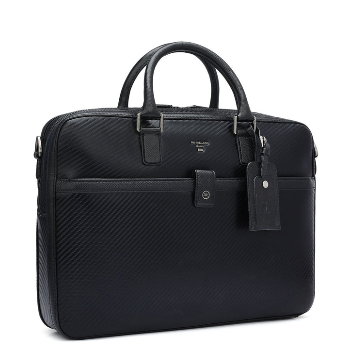 Italian Texture Print Laptop Bag - Black