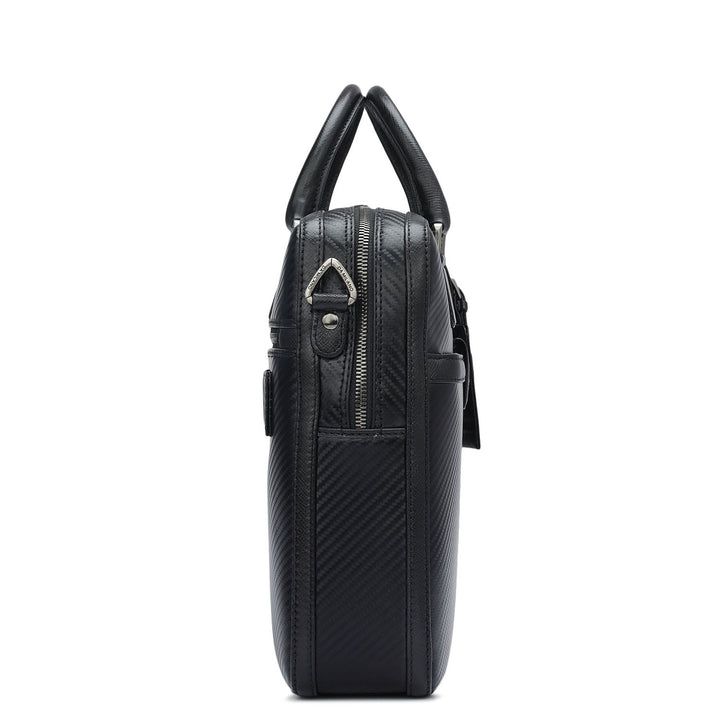 Italian Texture Print Laptop Bag - Black