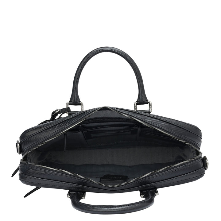 Italian Texture Print Laptop Bag - Black