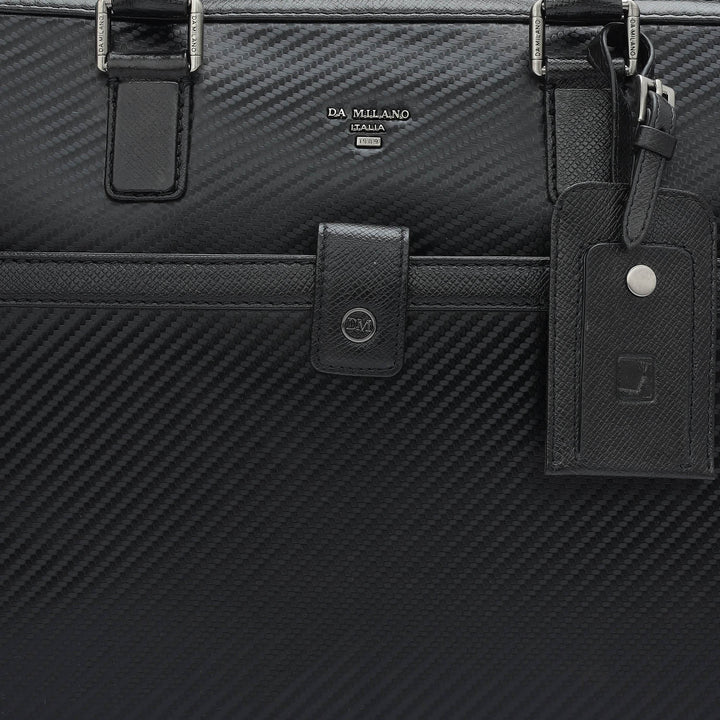 Italian Texture Print Laptop Bag - Black