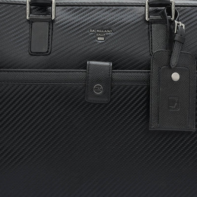 Italian Texture Print Laptop Bag - Black