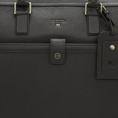 Wax Leather Laptop Bag - Brown