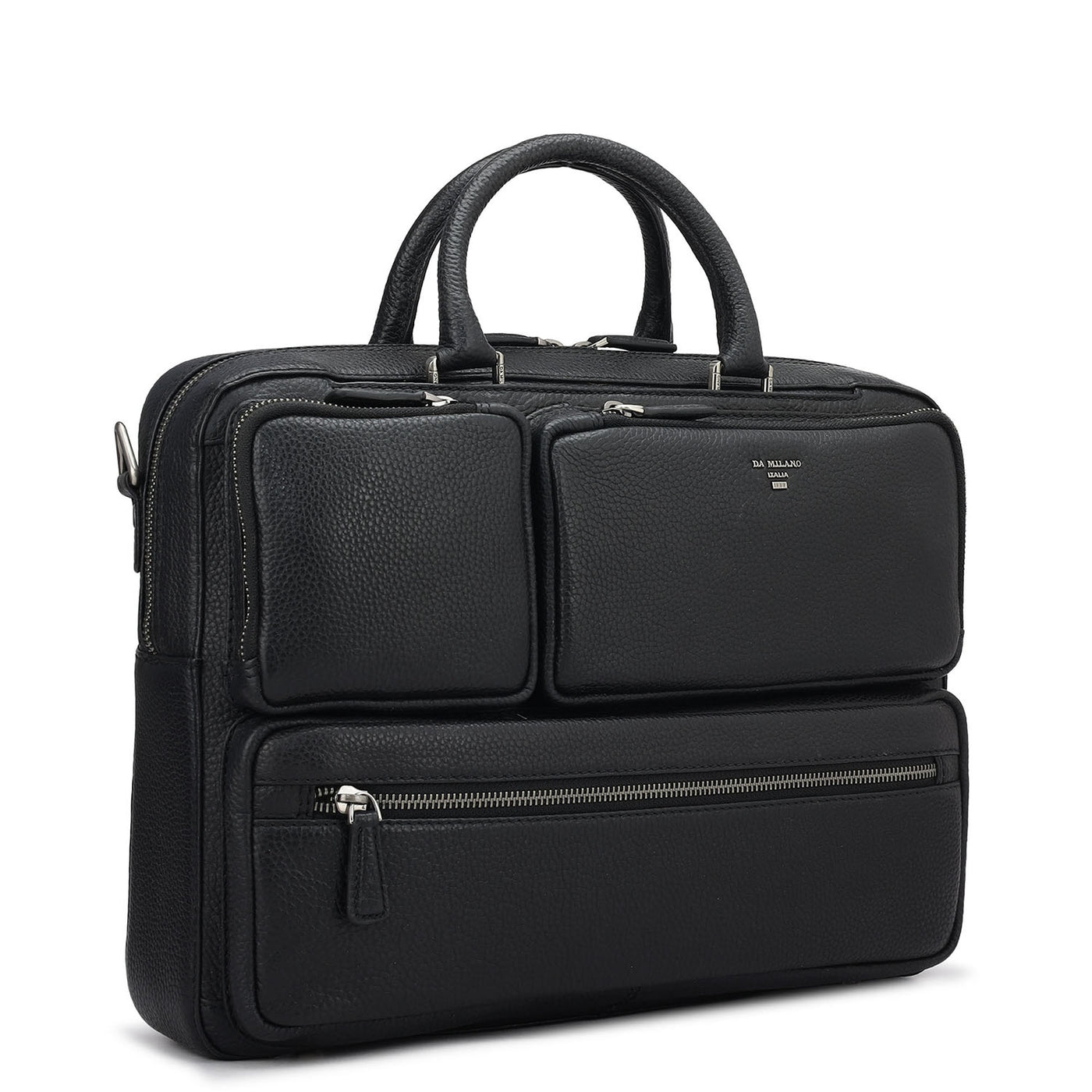 Wax Leather Laptop Bag - Black