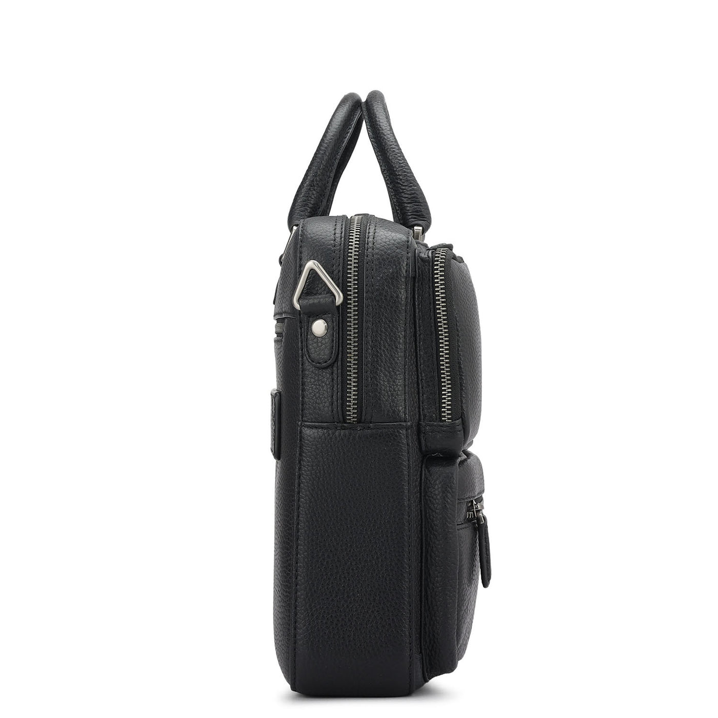 Wax Leather Laptop Bag - Black