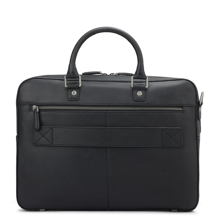 Wax Leather Laptop Bag - Black