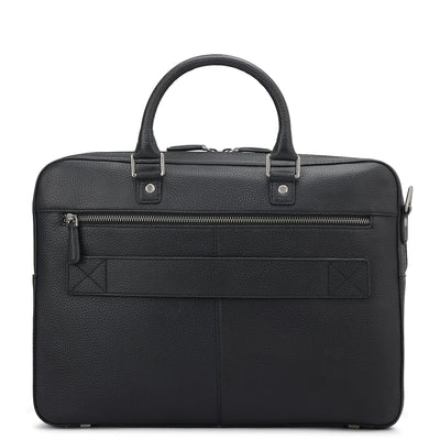 Wax Leather Laptop Bag - Black