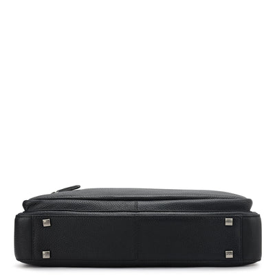 Wax Leather Laptop Bag - Black