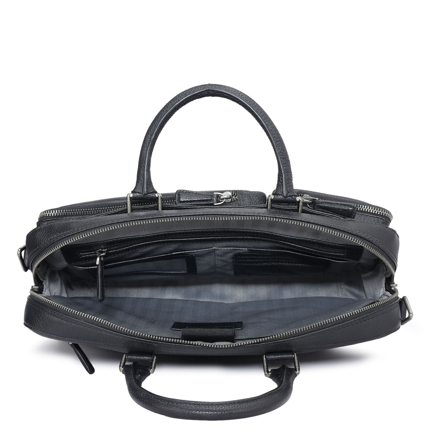Wax Leather Laptop Bag - Black