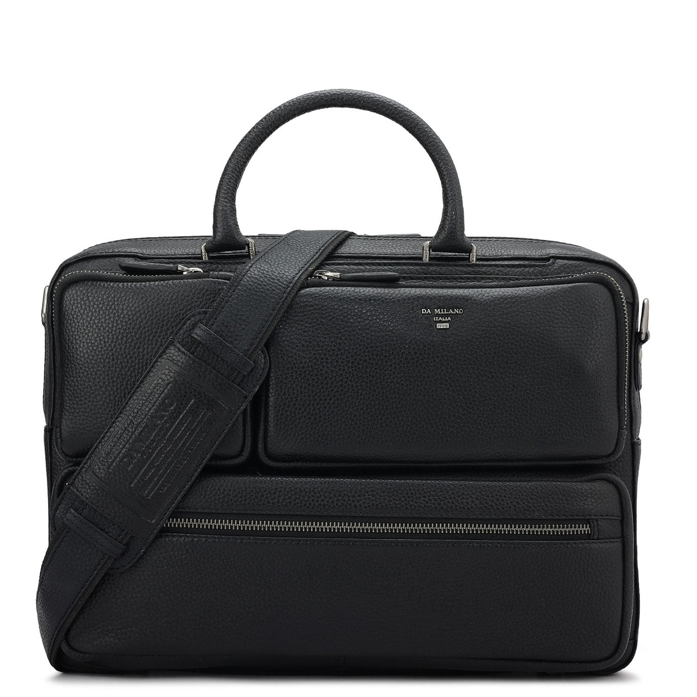 Wax Leather Laptop Bag - Black