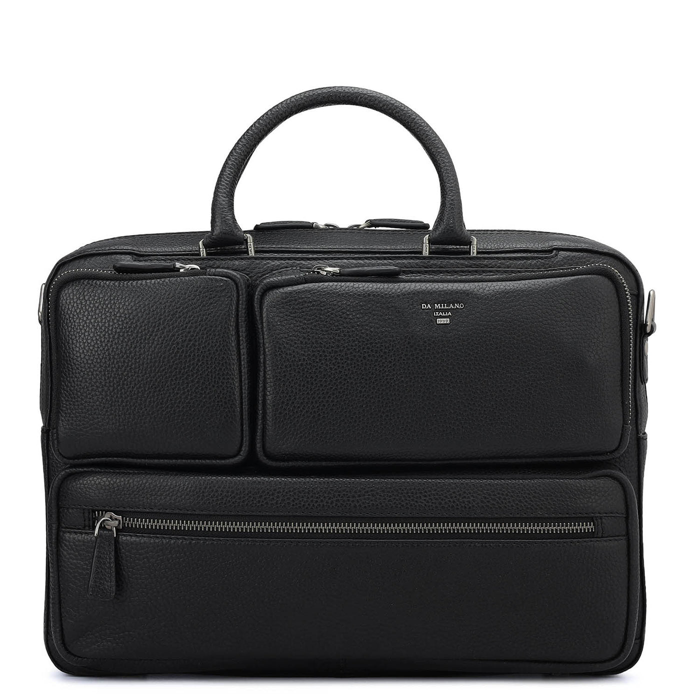 Wax Leather Laptop Bag - Black
