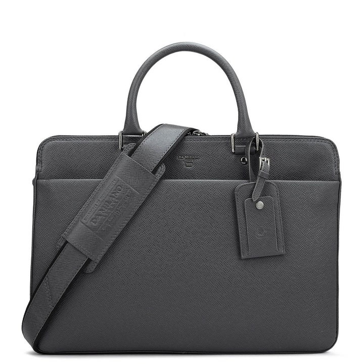 Grey leather laptop bag outlet