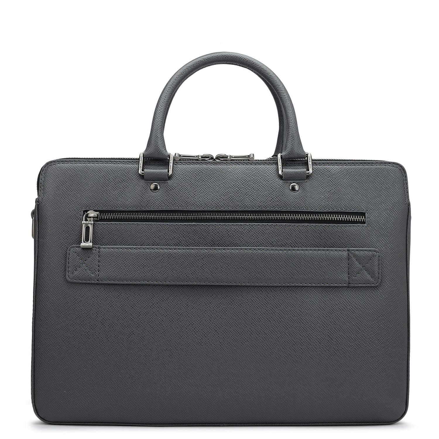 Franzy Leather Laptop Bag - Grey – Da Milano