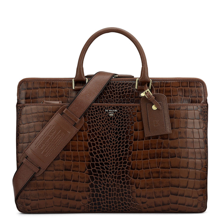 Croco Franzy Leather Laptop Bag - Date