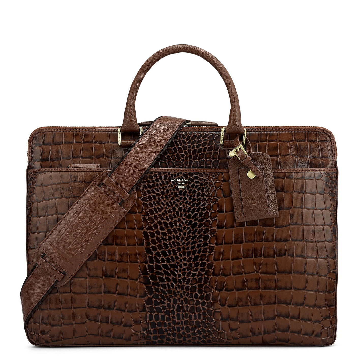 Croco Franzy Leather Laptop Bag - Date