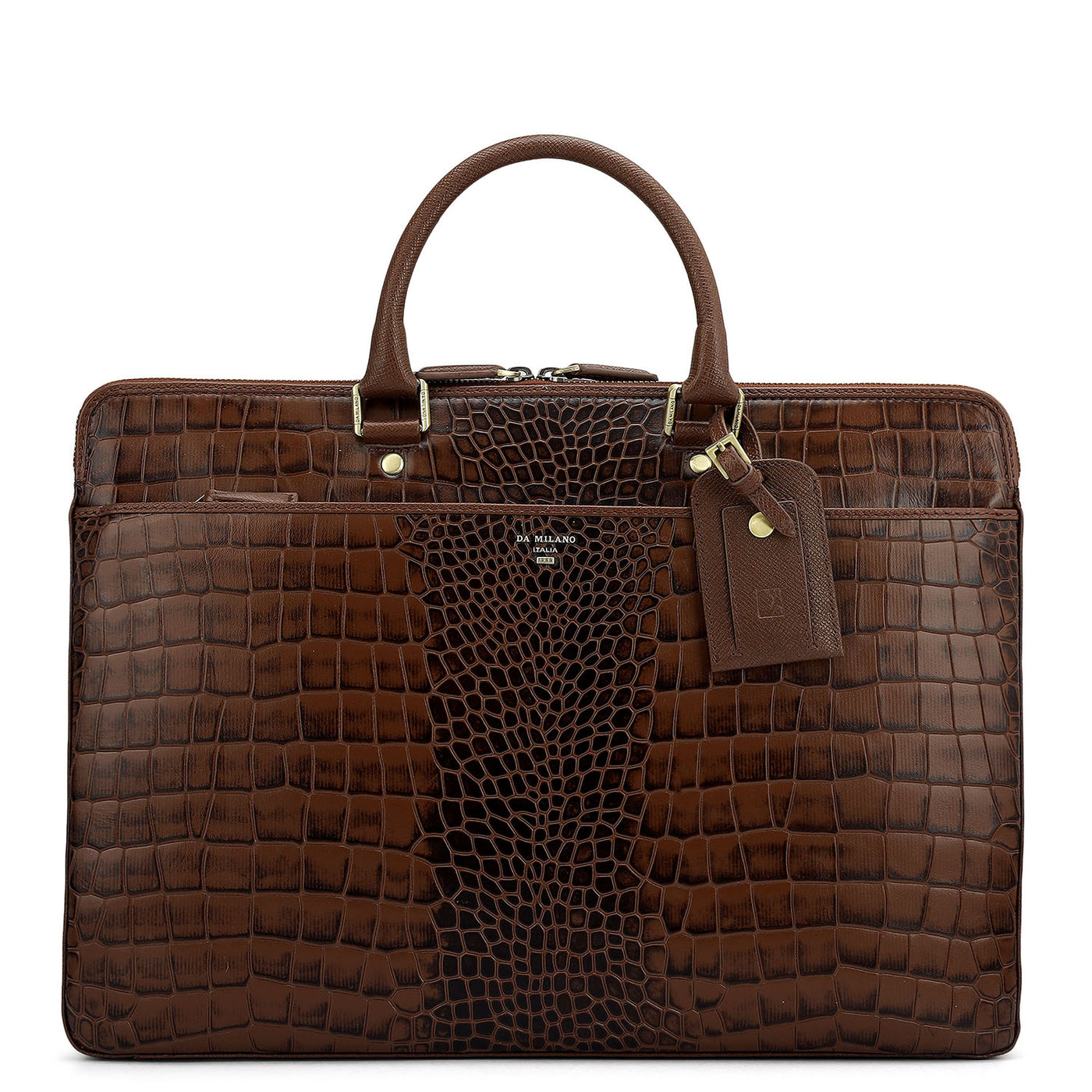 Croco Franzy Leather Laptop Bag - Date