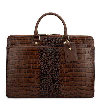 Croco Franzy Leather Laptop Bag - Date