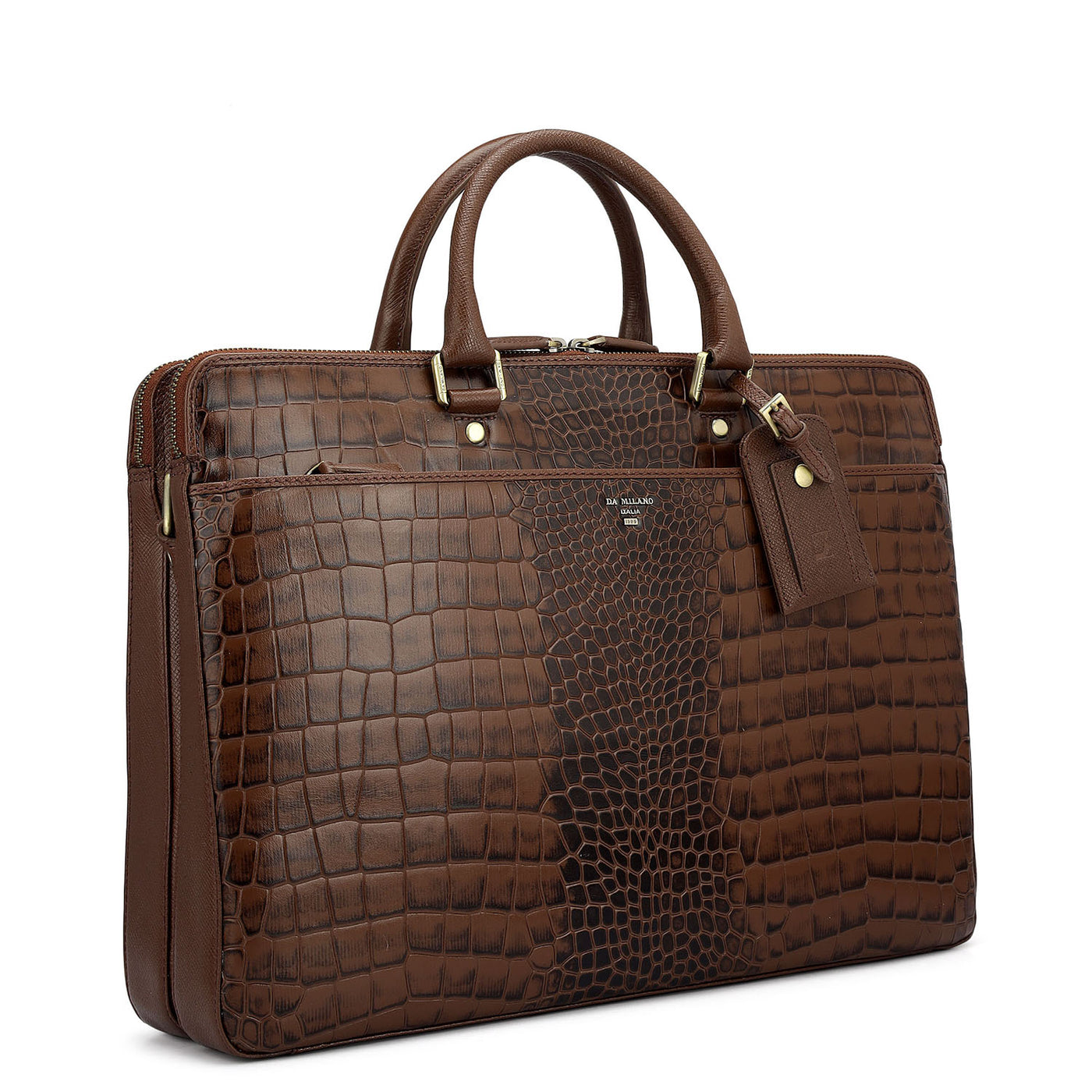 Croco Franzy Leather Laptop Bag - Date