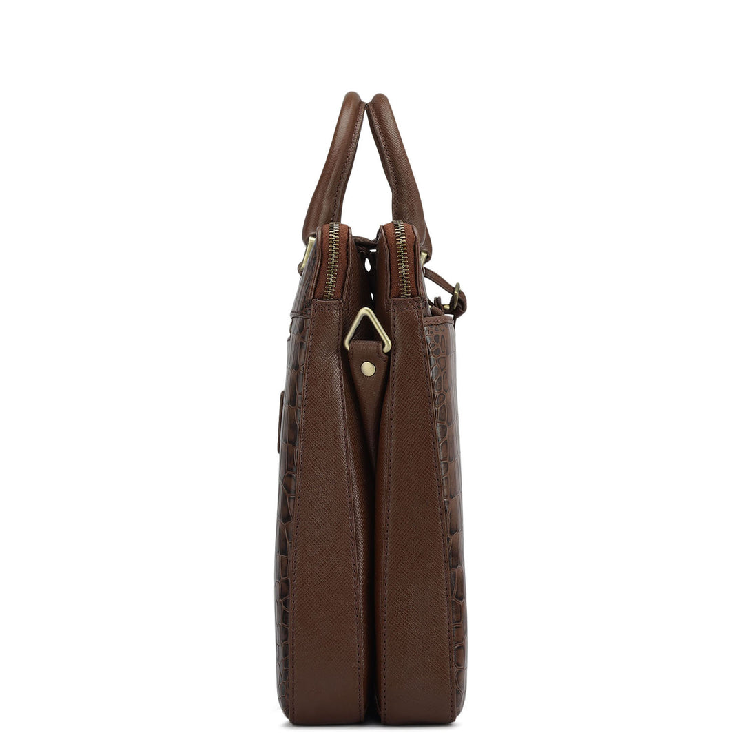 Croco Franzy Leather Laptop Bag - Date