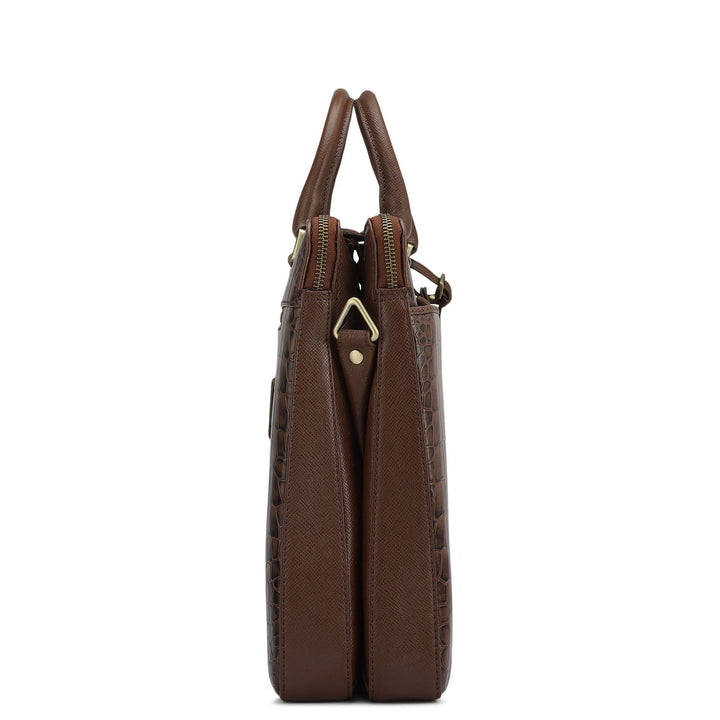 Croco Franzy Leather Laptop Bag - Date